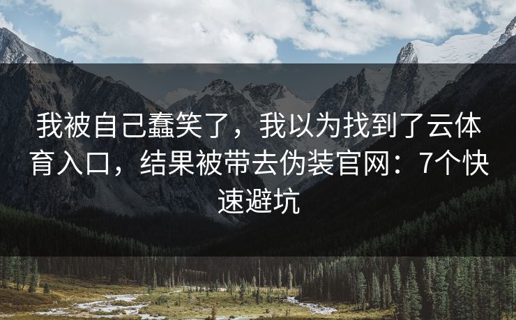 我被自己蠢笑了，我以为找到了云体育入口，结果被带去伪装官网：7个快速避坑