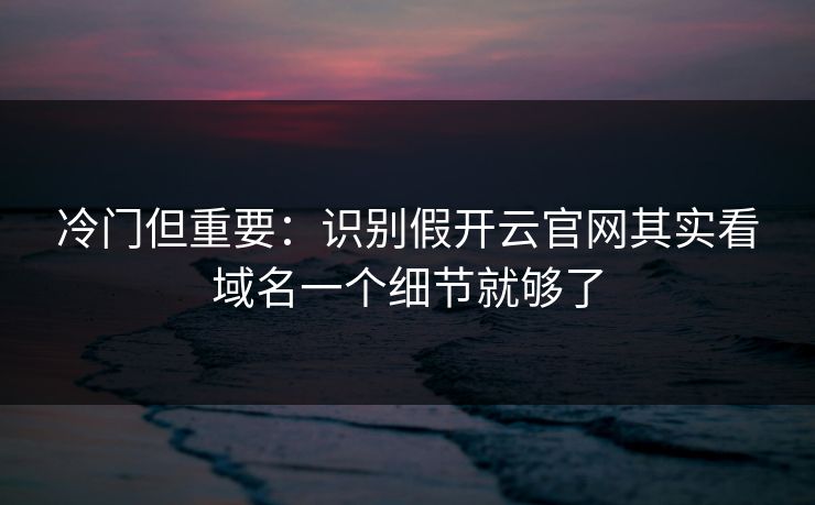 冷门但重要：识别假开云官网其实看域名一个细节就够了